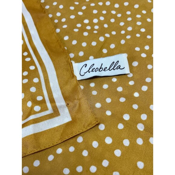 Cleobella Mustard Yellow Polka Dot Scarf – 32” Square – 100% Polyester - Picture 3 of 4
